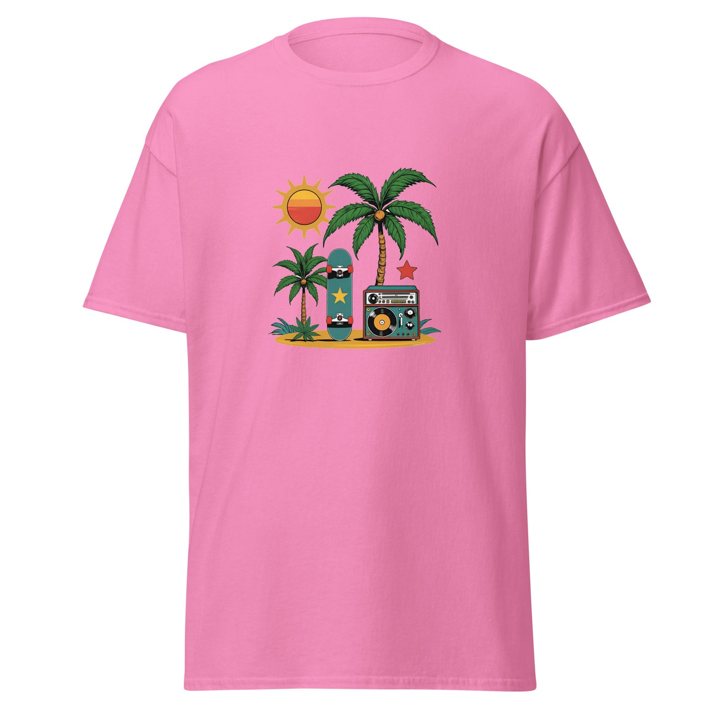 Weed Shirt - Skater Shirt - mit Palme in rosa