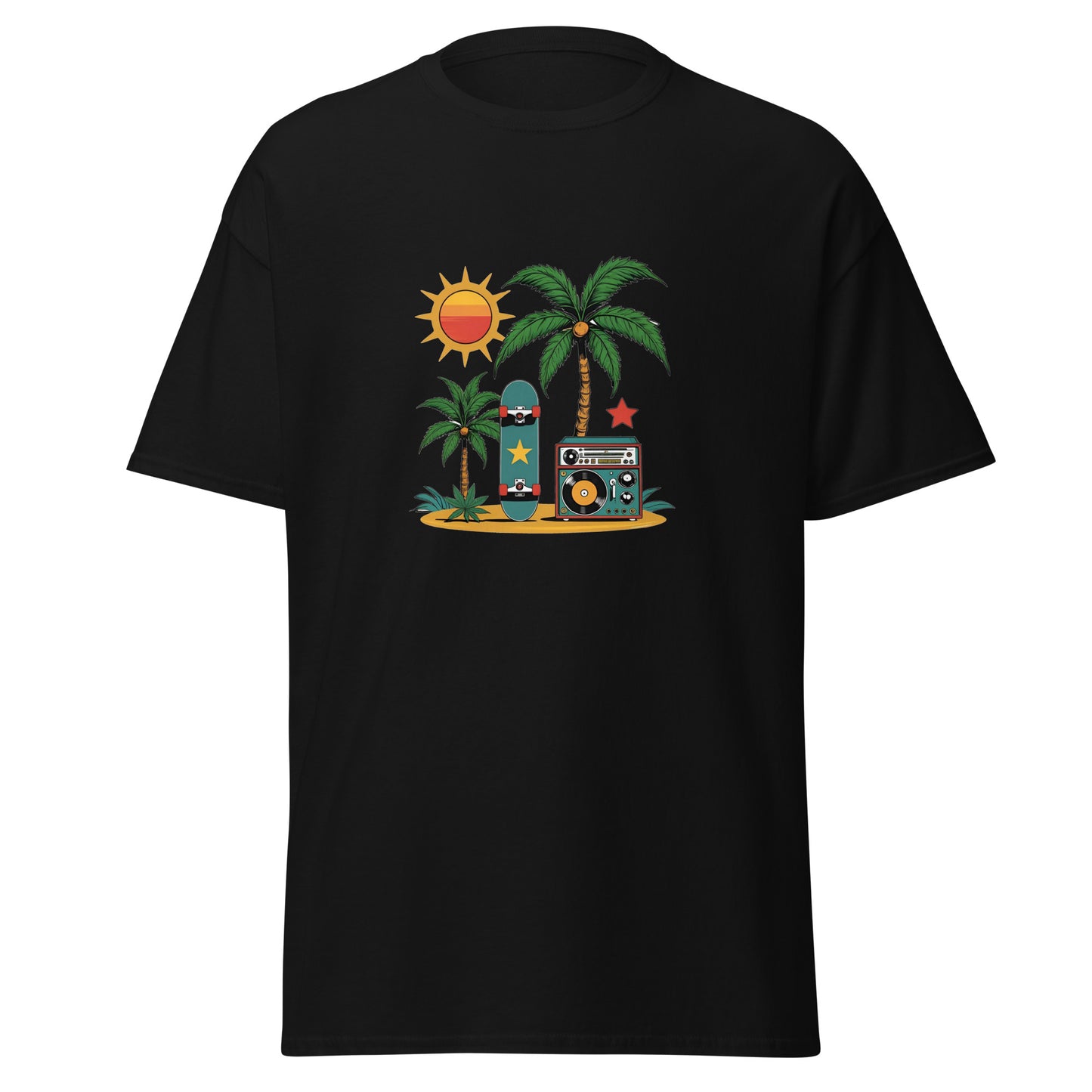 Weed Shirt - Skater Shirt - mit Palme in schwarz