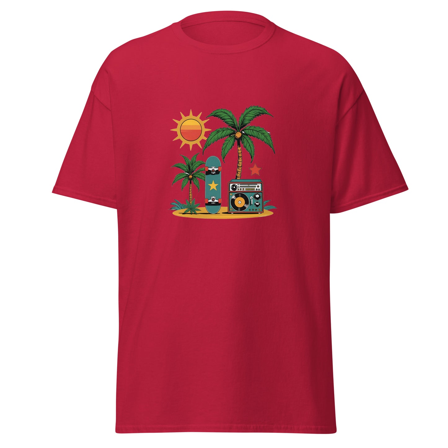 Weed Shirt - Skater Shirt - mit Palme in rot