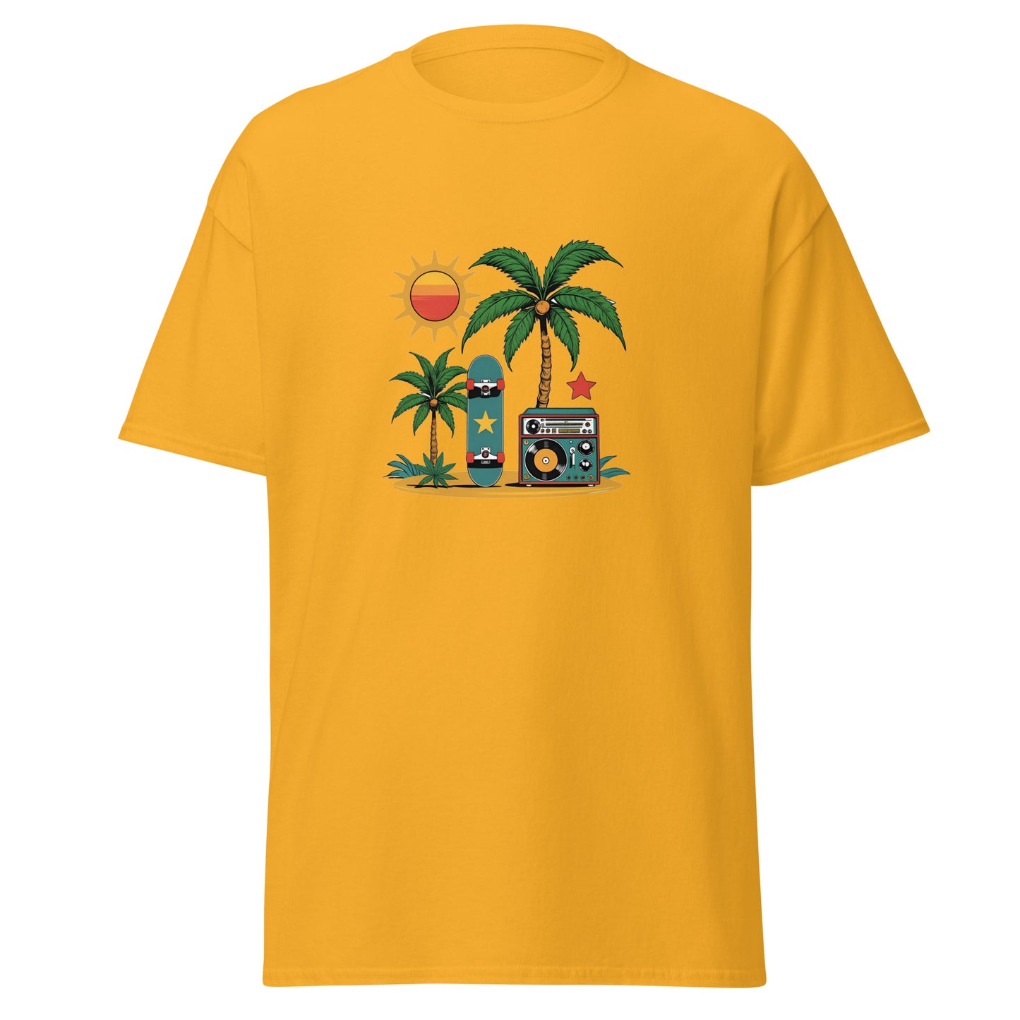 Weed Shirt - Skater Shirt - mit Palme in gelb