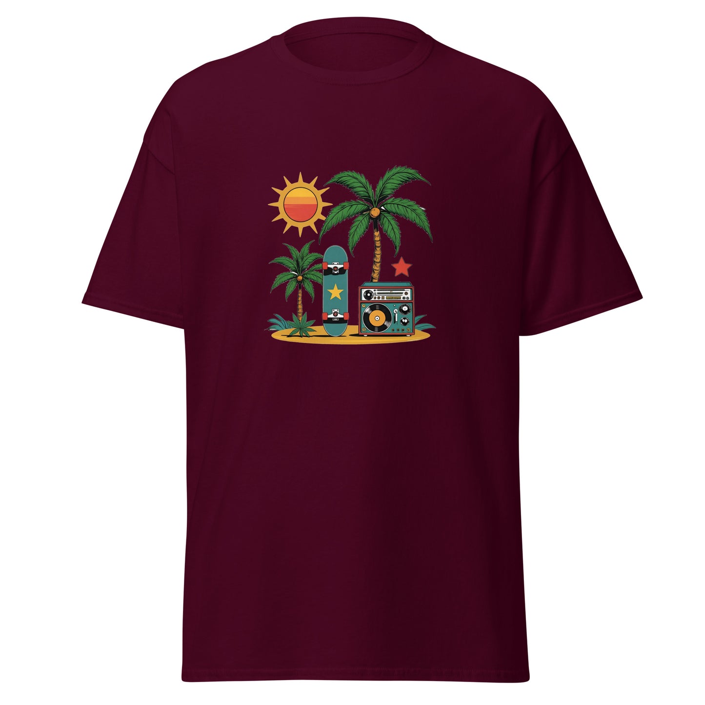Weed Shirt - Skater Shirt - mit Palme in rot