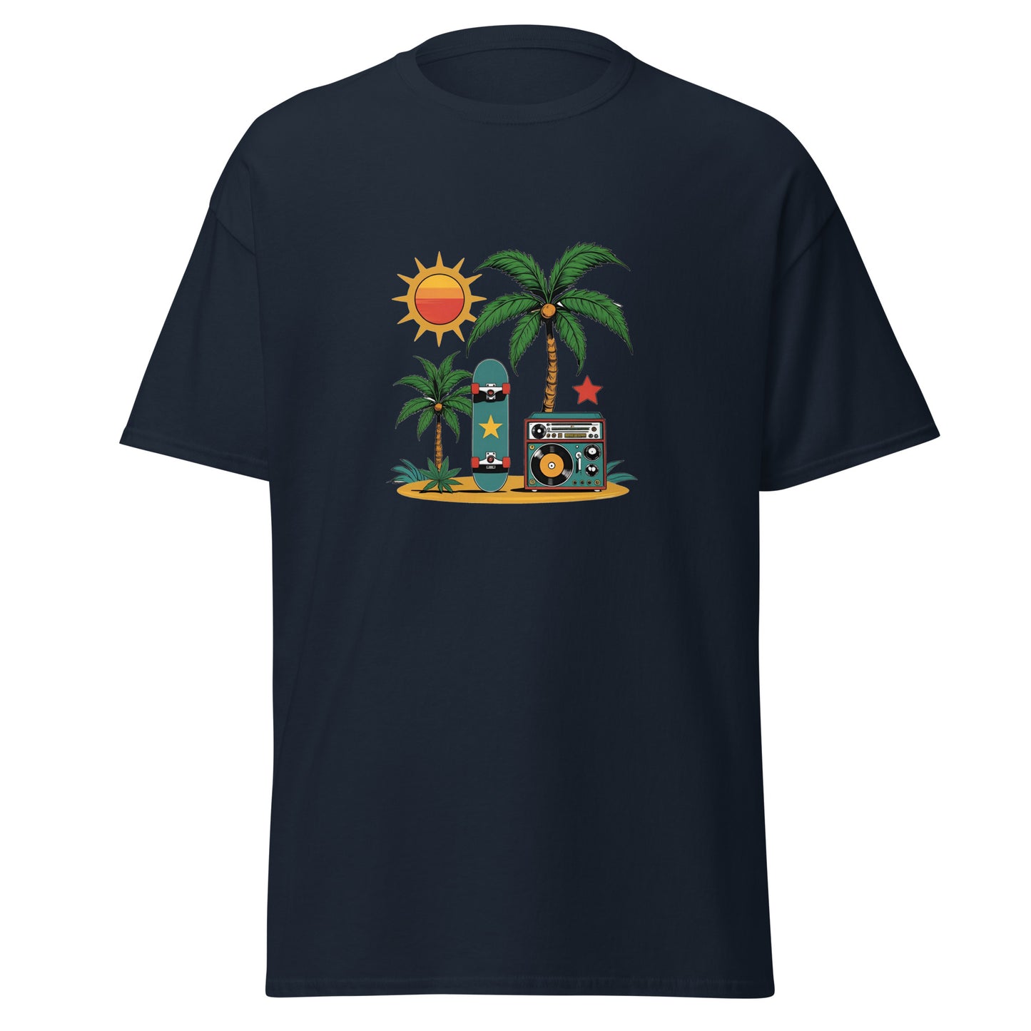 Weed Shirt - Skater Shirt - mit Palme in blau