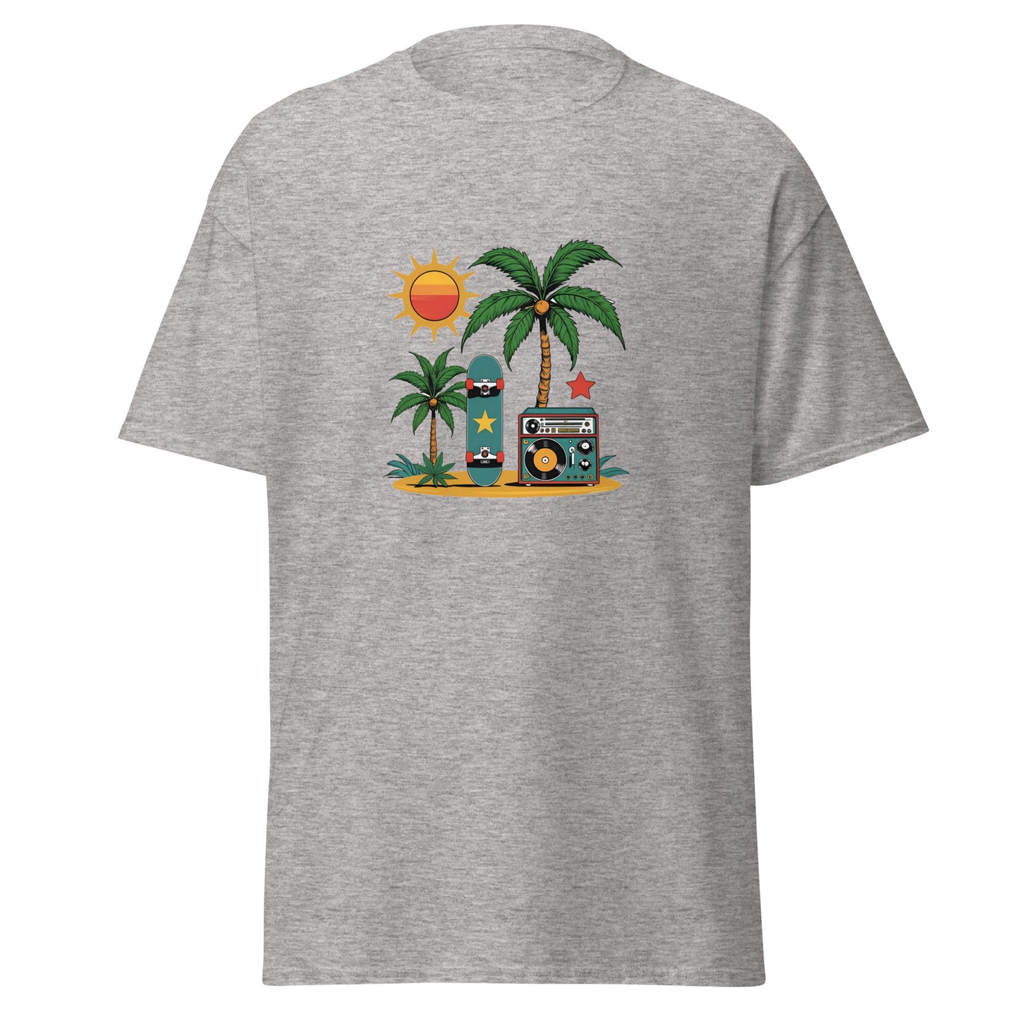 Weed Shirt - Skater Shirt - mit Palme in grau