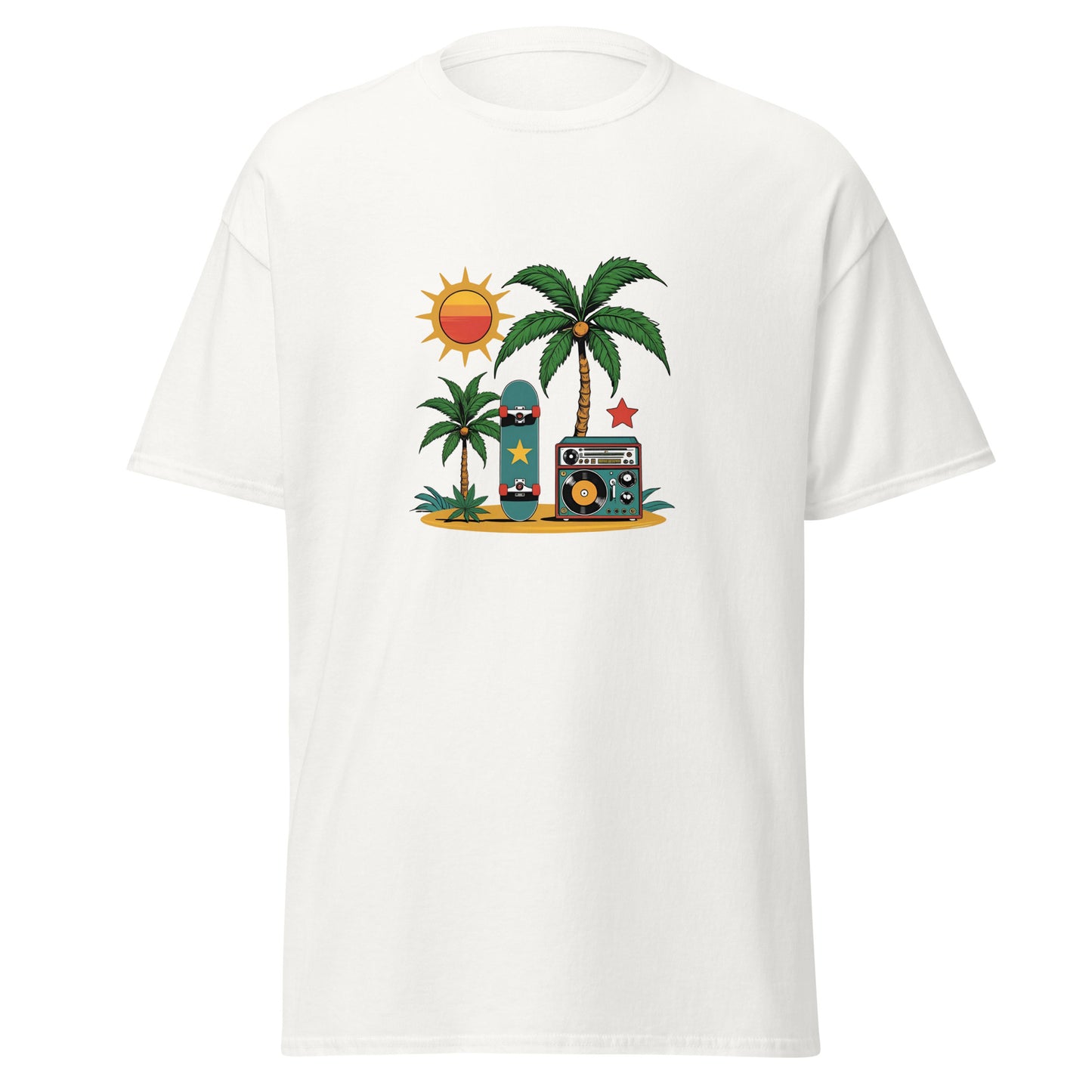 Weed Shirt - Skater Shirt - mit Palme in weiß